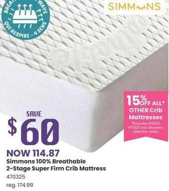 Babies 'R' Us Simmons 100% breathable 2-stage super firm crib mattress offer