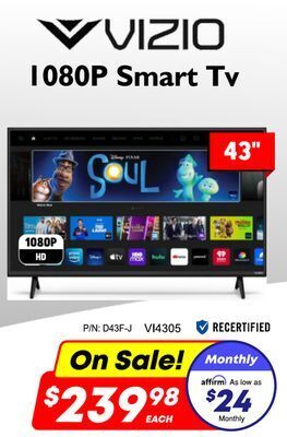 Factory Direct Vizio 1080p smart tv offer