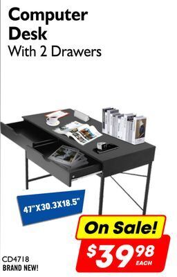 Factory Direct Debranded computer desk w/ 2 drawers offer