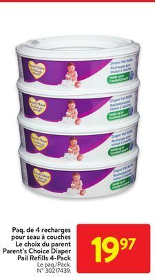 Walmart Parent's choice diaper pail refills 4-pack offer