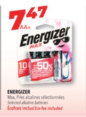 Familiprix Energizer max selected alkaline batteries offer