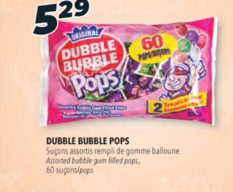 Familiprix Dubble bubble pops assorted bubble gum filled pops offer