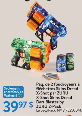 Walmart X-shot skins dread dar blaster by zuru 2-pack offer