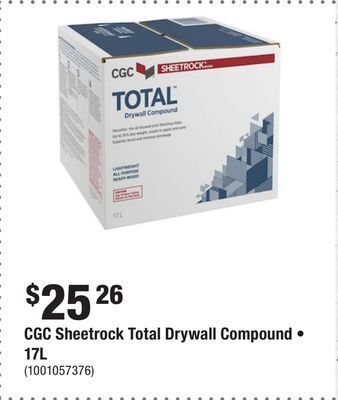 Home Depot Cgc sheetrock total drywall compound • 17l offer