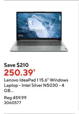 Staples Lenovo ideapad 1 15.6 windows laptop - intel silver n5030 - 4 gb ram - 128 gb emmc - windows 11 home s offer
