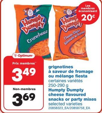 Wholesale Club Grignotines à saveur de fromage ou mélange fiesta humpty dumpty 250-290 g offer