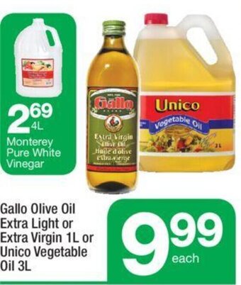 Highland Farms Gallo Olive Oil Extra Light or Extra Virgin 1L or Unico Vegetable Oil 3L offer