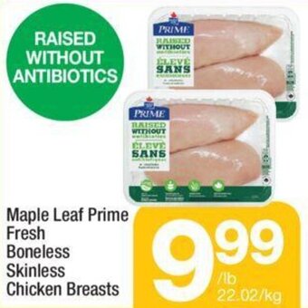 Highland Farms Maple Leaf Prime Fresh Boneless Skinless Chicken Breasts offer