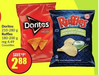 FreshCo Doritos 210-280 g Ruffles 180-200 g offer