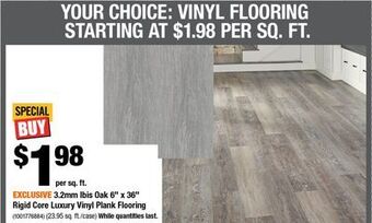 Home Depot 3.2mm ibis oak 6 x 36 rigid core luxury vinyl plank flooring offer