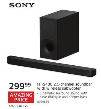 The Source Sony ht-s400 2.1-channel soundbar with wireless subwoofer offer