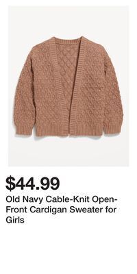 Old Navy Old navy cable-knit open-front cardigan sweater for girls offer