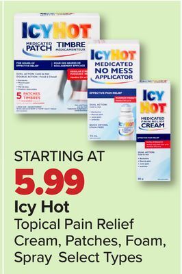 PharmaChoice Icy hot topical pain relief cream, patches, foam, spray offer