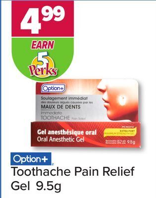 PharmaChoice Option+ toothache pain relief gel offer