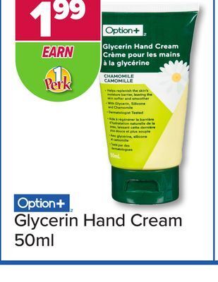 PharmaChoice Option+ glycerin hand cream offer