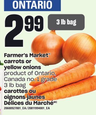 Independent City Market Carottes ou oignons jaunes délices du marché, 3 lb bag offer