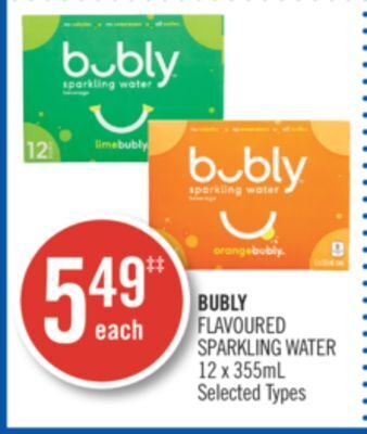 Shoppers Drug Mart Bubly flavoured sparkling water offer