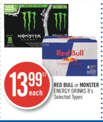 Shoppers Drug Mart Red bull or monster energy drinks offer