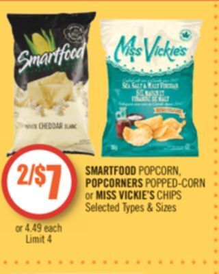 Shoppers Drug Mart Smartfood popcorn popcorners popped-corn or miss vickie's chips offer