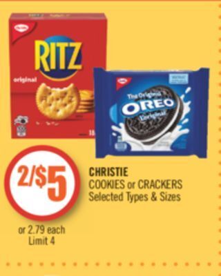 Shoppers Drug Mart Christie cookies or crackers offer