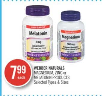 Shoppers Drug Mart Webber naturals magnesium zinc or melatonin products offer