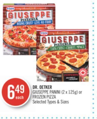 Shoppers Drug Mart Dr. oetker giuseppe panini or frozen pizza offer
