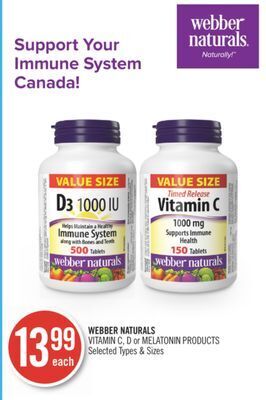 Shoppers Drug Mart Webber naturals vitamin c, d or melatonin products offer