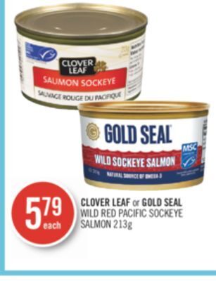 Shoppers Drug Mart Clover leaf or gold seal wild red pacific sockeye salmon offer