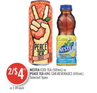 Shoppers Drug Mart Nestea iced tea (500ml) or peace tea king can beverages (695ml) offer
