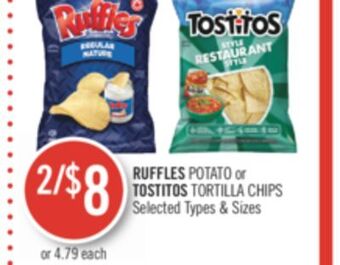 Shoppers Drug Mart Ruffles potato or tostitos tortilla chips offer