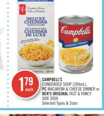 Shoppers Drug Mart Campbell's condensed soup (284ml), pc macaroni & cheese dinner or ben's original fast & fancy side dish offer