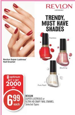 Shoppers Drug Mart Revlon super lustrous or ultra hd snap! nail enamel offer