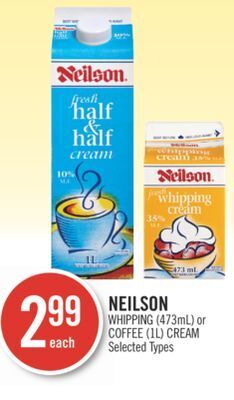 Shoppers Drug Mart Neilson whipping (473ml) or coffee (1l) cream offer