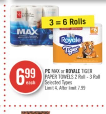 Shoppers Drug Mart Pc max or royale tiger paper towels offer