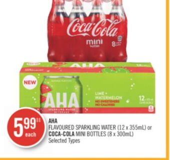 Shoppers Drug Mart Aha flavoured sparkling water (12 x 355ml) or coca-cola mini bottles (8 x 300ml) offer