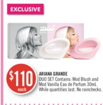 Shoppers Drug Mart Ariana grande duo set contains: mod blush and perfum 30ml offer