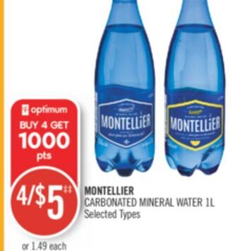 Shoppers Drug Mart Montellier carbonated mineral water offer