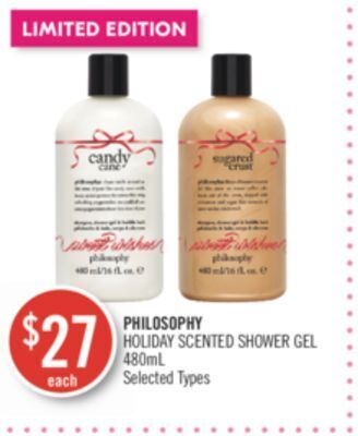 Shoppers Drug Mart Philosophy holiday scented shower gel offer