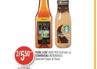 Shoppers Drug Mart Pure leaf iced tea (547ml)or starbucks beverages offer