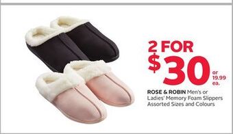 Rexall Rose & robin men's or ladies' memory foam slippers offer