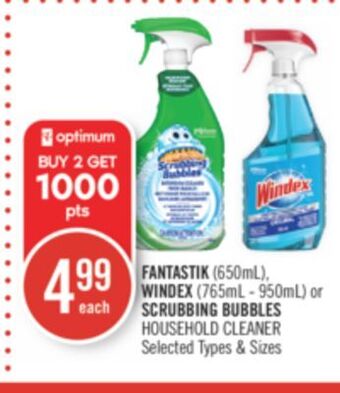 Shoppers Drug Mart Fantastik (650ml), windex (765ml - 950ml) or scrubbing bubbles household cleaner offer