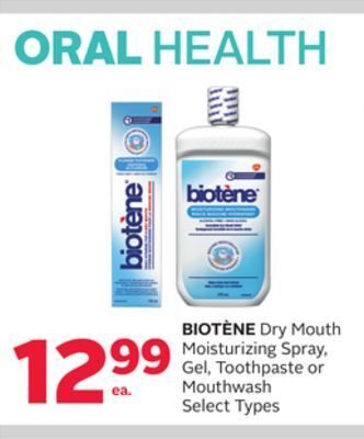 Rexall Biotène dry mouth moisturizing spray, gel, toothpaste or mouthwash offer