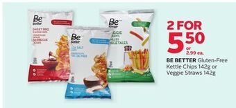 Rexall Be better gluten-free kettle chips 142g or veggie straws 142g offer