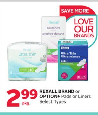 Rexall Rexall brand or option + pads or liners offer