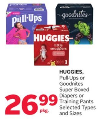 Rexall Huggies, pull. ups or goodnites super boxed diapers or training pants offer