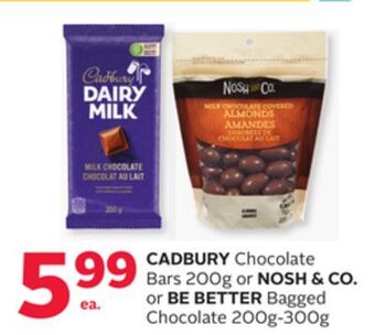 Rexall Cadbury chocolate bars 200g or nosh & co. or be better bagged chocolate 200g-300g offer