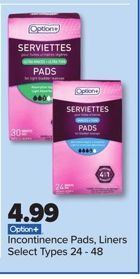 PharmaChoice Option+ incontinence pads, liners offer