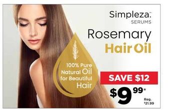 Showcase Simpleza serums rosemary hair oil offer