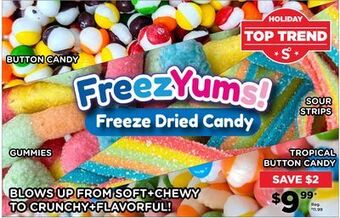 Showcase Freezyums! freeze dried candy tropical button candy offer