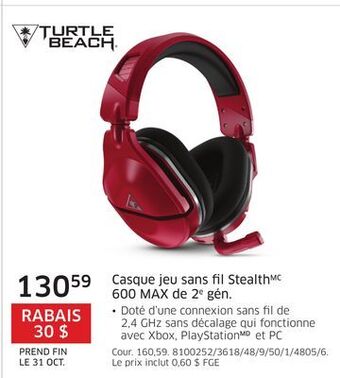 Casque jeu sans fil stealth 600 max de 2e gén turtle beach